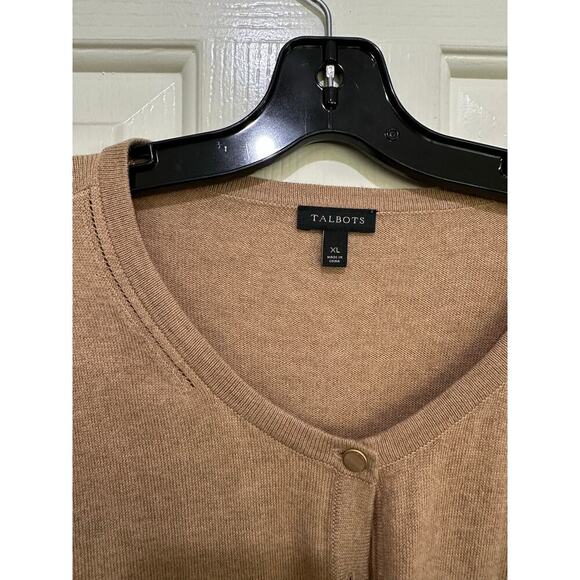 Talbots Women's Brown Metallic Charming Crew Neck Cardigan Sweater Size XL - Picture 4 of 7